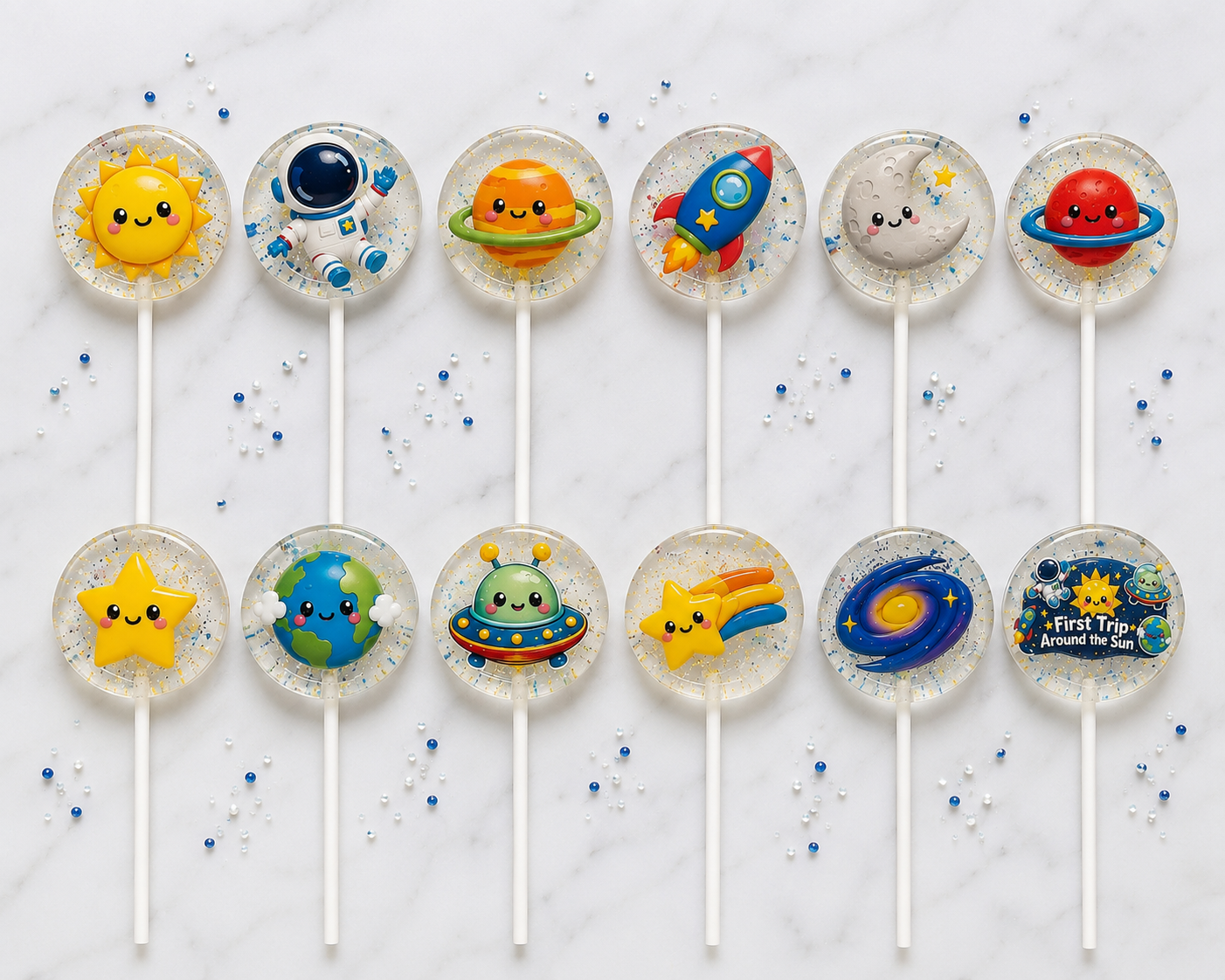 First Trip Around the Sun Lollipops | Space 1st Birthday Party Favors