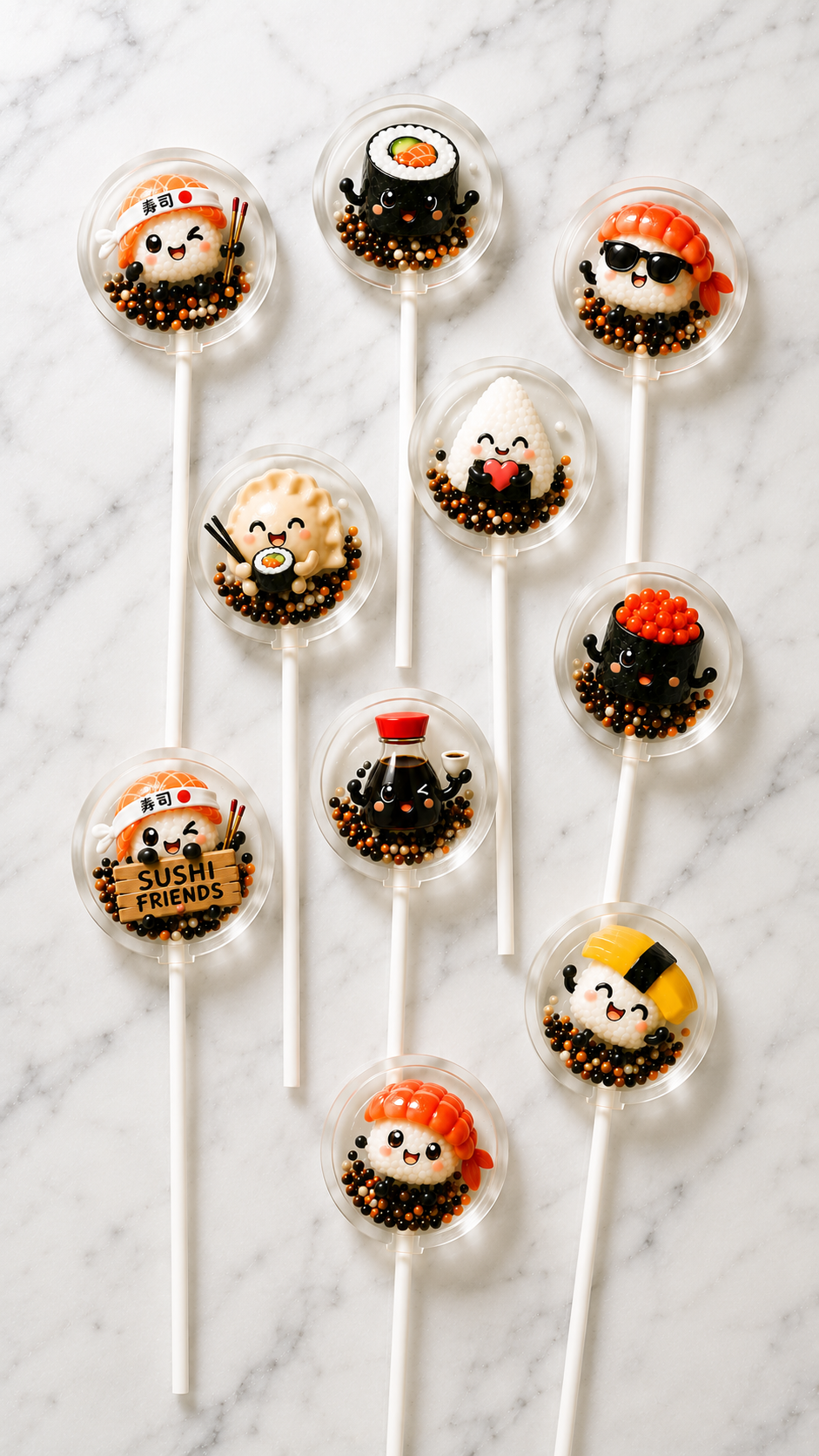 Sushi Friends Lollipops – Kawaii Sushi Party Favors
