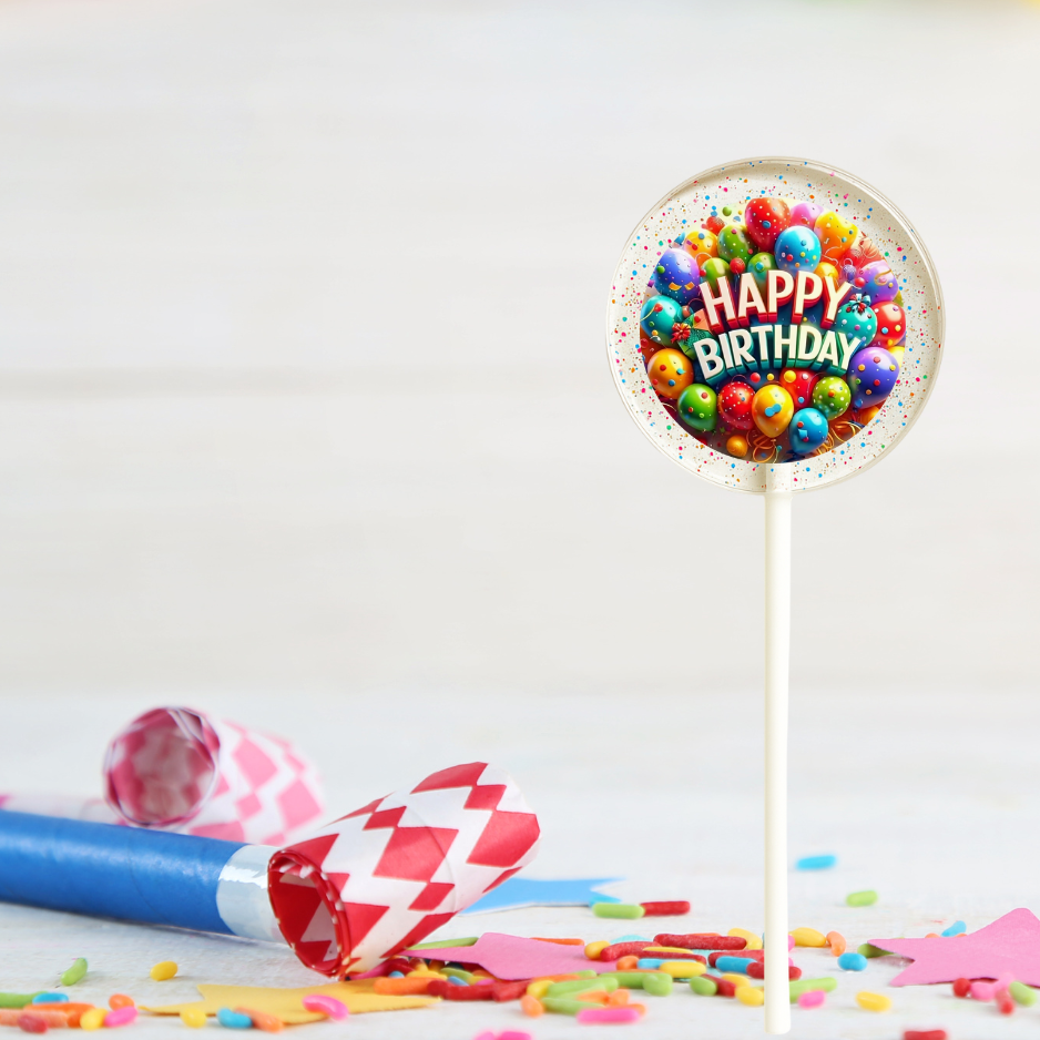 Birthday Party Lollipops – Colorful Confetti Birthday Pops for Retail and Events