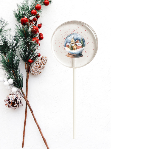 Christmas snow globe candy with winter village
