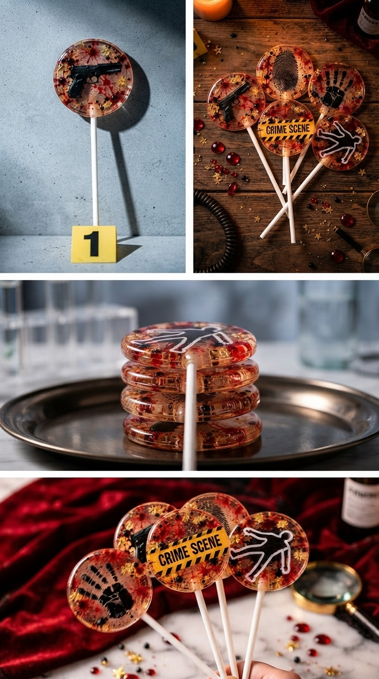 Halloween Lollipops | Crime Scene Halloween Party Favors | Murder Mystery Candy & Spooky Treats