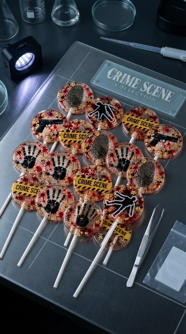 Halloween Lollipops | Crime Scene Halloween Party Favors | Murder Mystery Candy & Spooky Treats