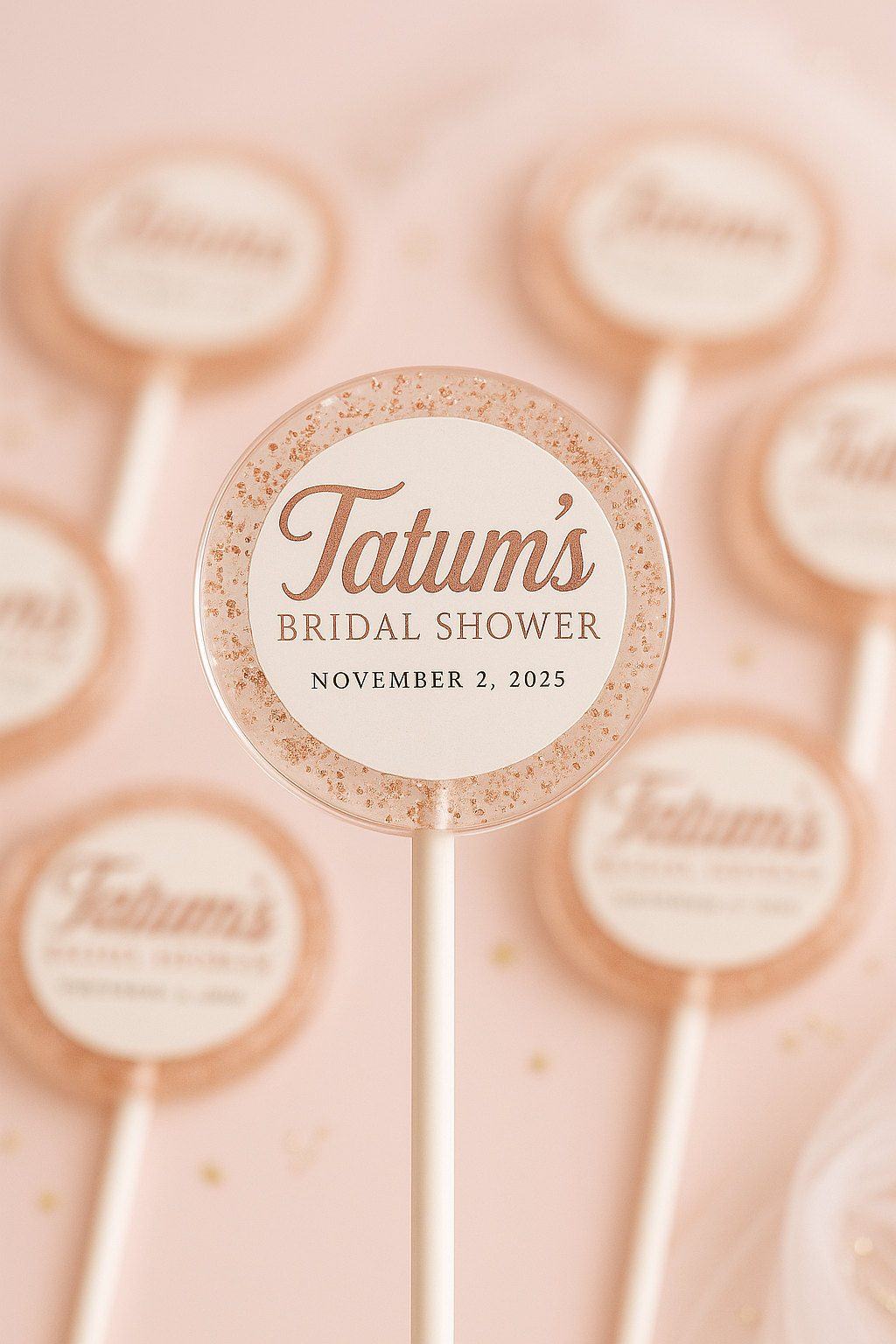 Bridal Shower Lollipops – Custom Rose Gold Wedding Favors