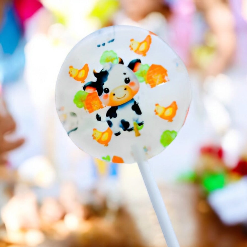 Farm Animals Party Lollipops - Customizable Isomalt Lollipops for Birthdays, Baby Showers, and Kids' Parties - Handmade Party Favors