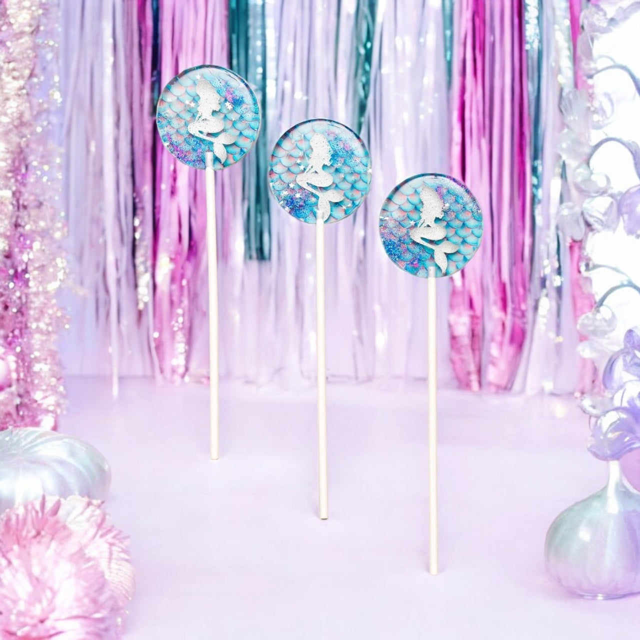 Mermaid Lollipops, Enchanting Mermaid Lollipops, Mermaid Birthday Favors