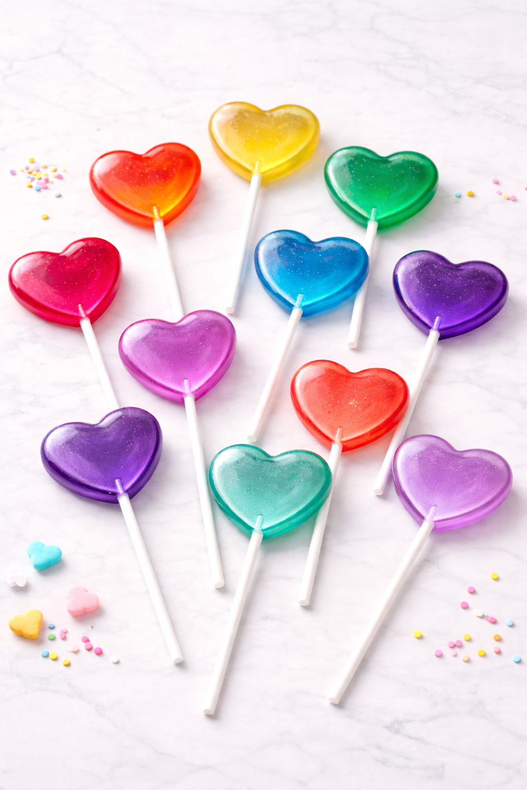 Rainbow Heart Lollipops