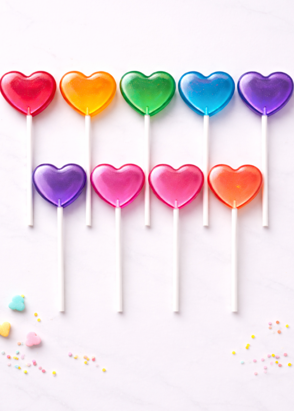 Rainbow Heart Lollipops