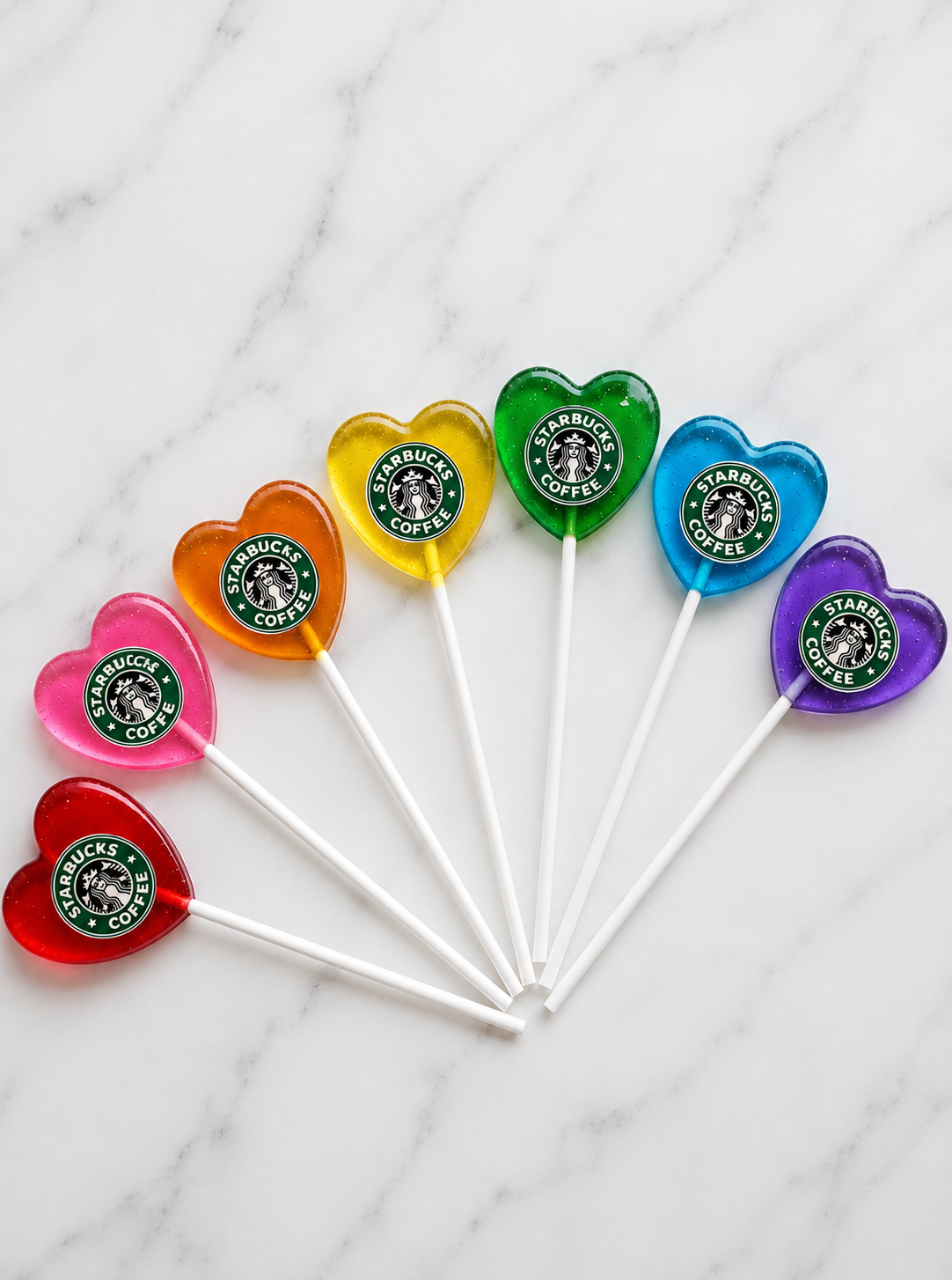 Rainbow Custom Logo Heart Lollipops | Branded Candy Favors