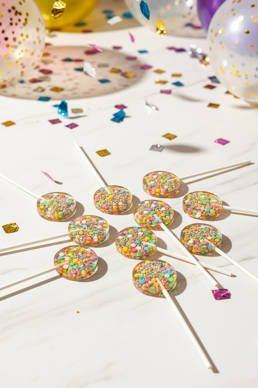 Rainbow Sprinkle Confetti Lollipops– Confetti Lollipop for Party Favors