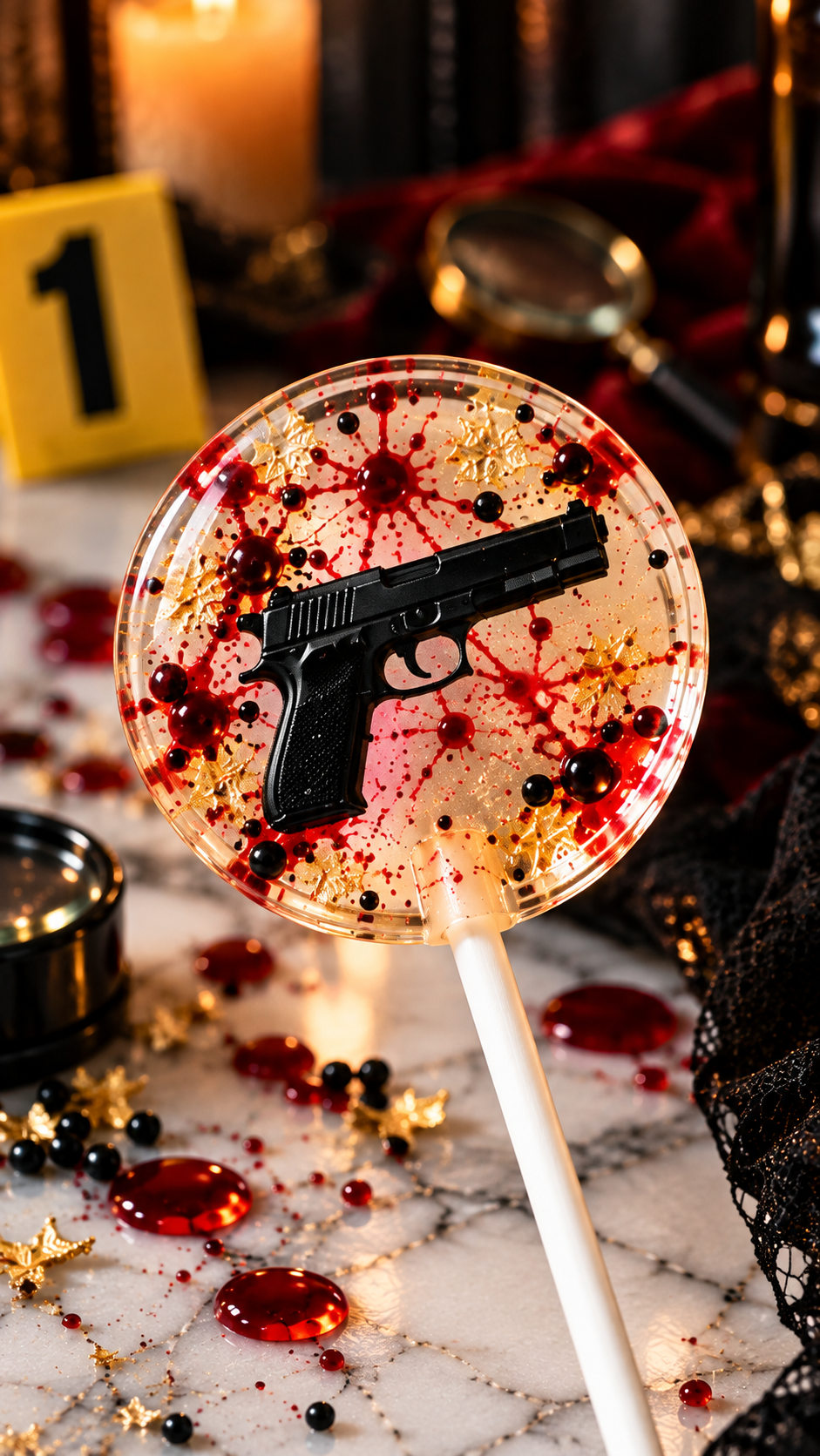 Halloween Lollipops | Crime Scene Halloween Party Favors | Murder Mystery Candy & Spooky Treats