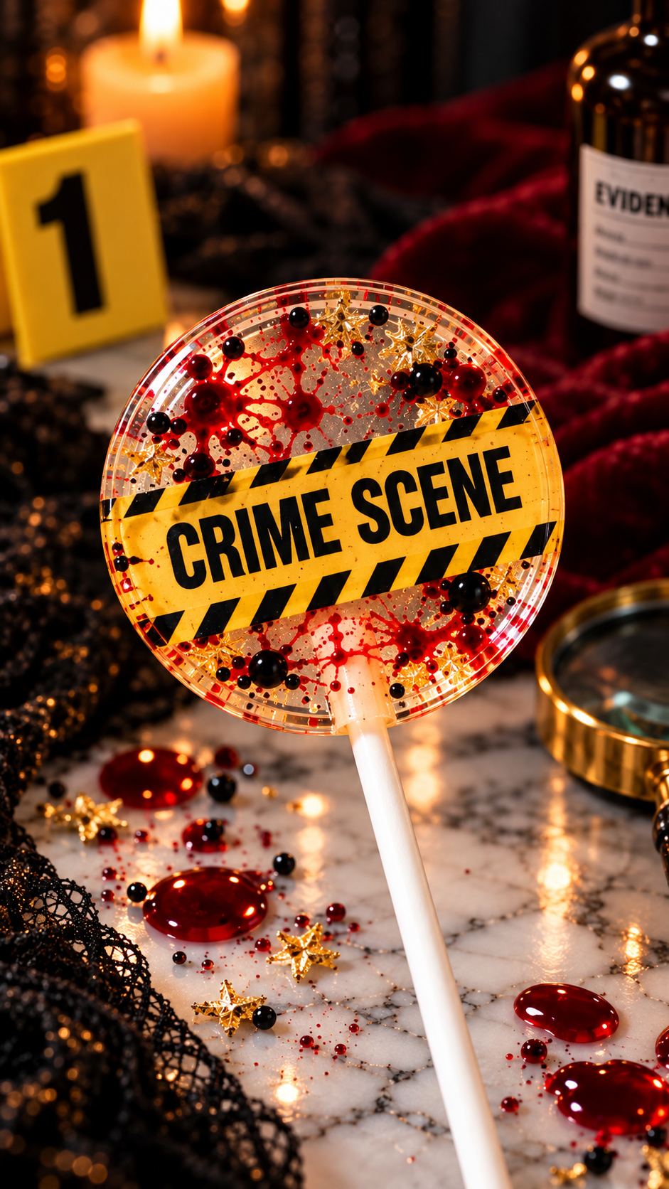 Halloween Lollipops | Crime Scene Halloween Party Favors | Murder Mystery Candy & Spooky Treats