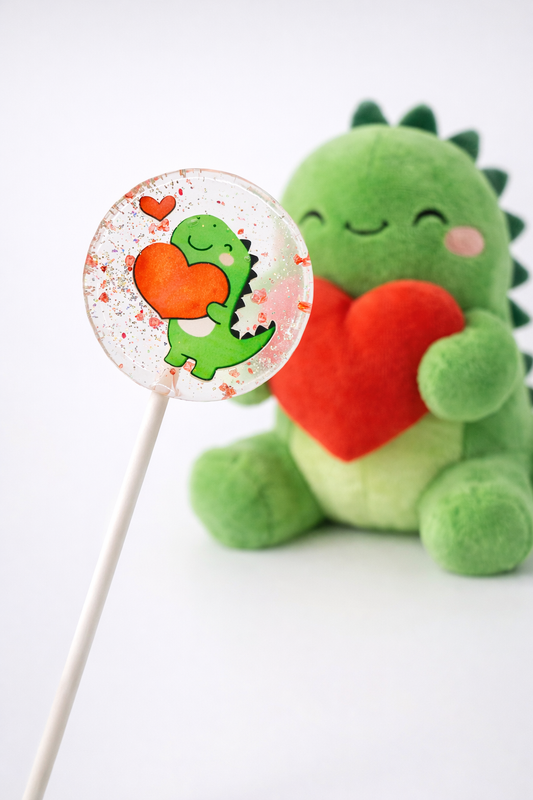 Cute Dino Valentine Lollipops