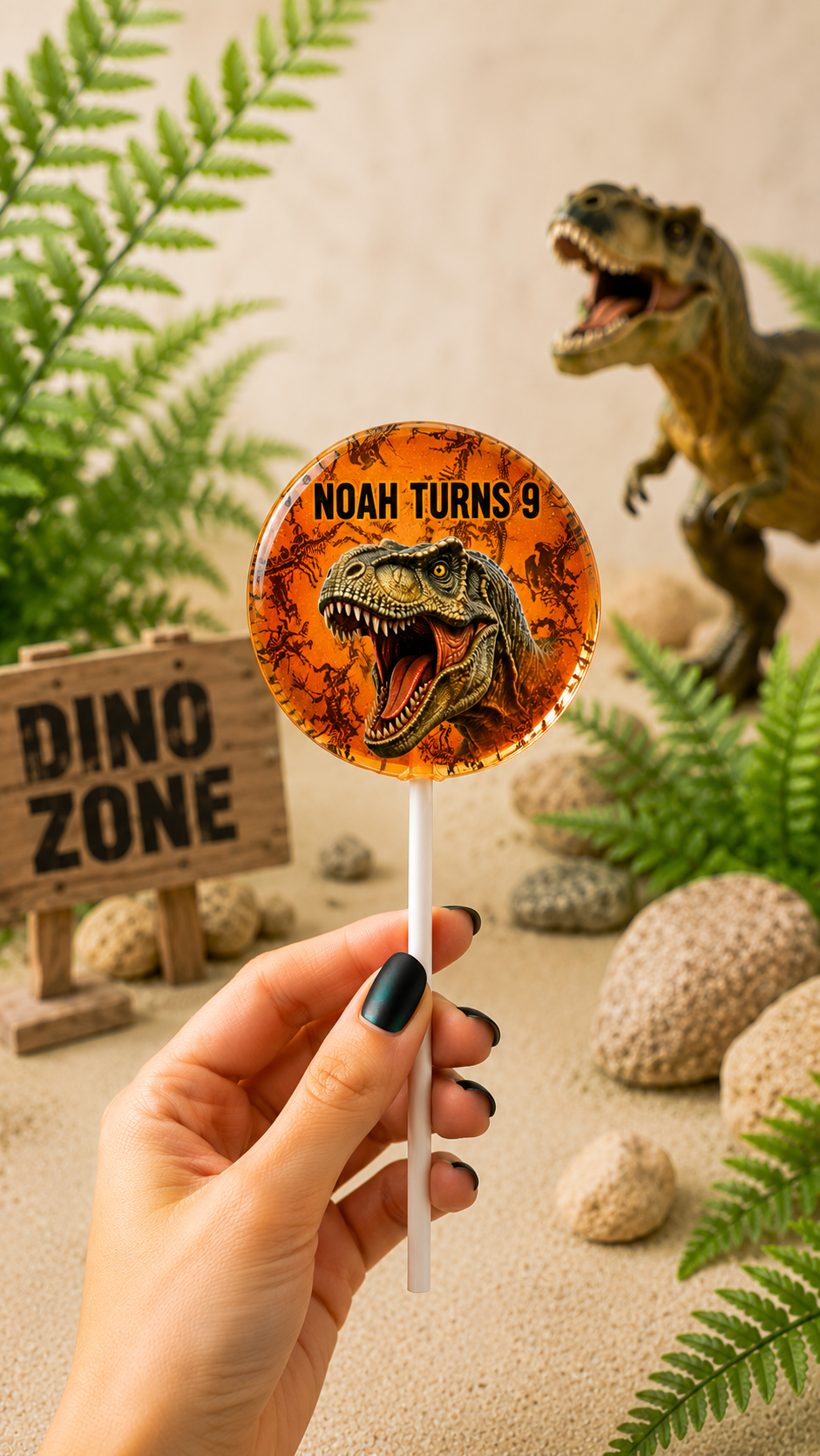 3D Dinosaur Birthday Lollipops | Personalized Dino Party Favors