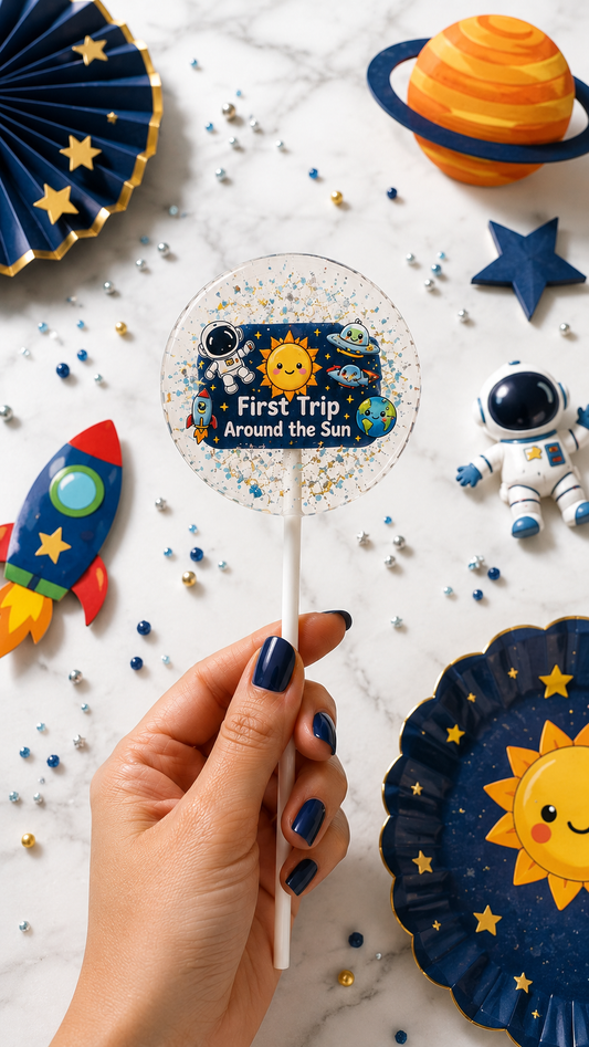 First Trip Around the Sun Lollipops | Space 1st Birthday Party Favors