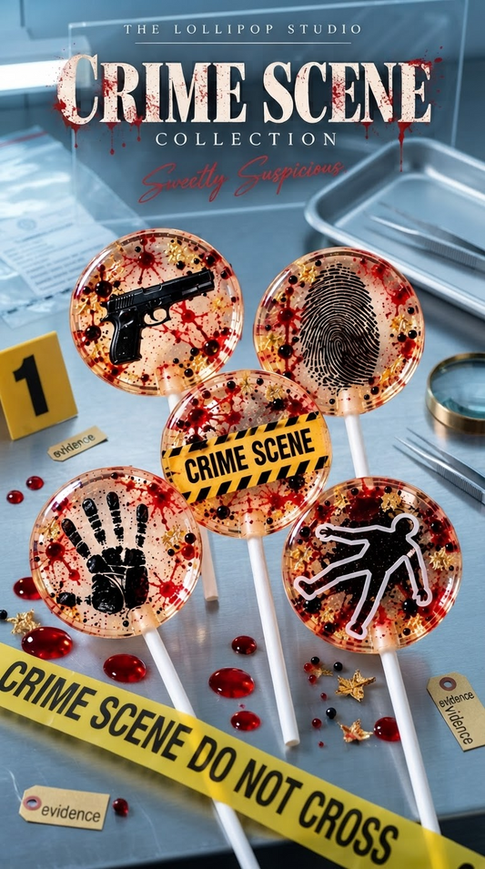 Halloween Lollipops | Crime Scene Halloween Party Favors | Murder Mystery Candy & Spooky Treats
