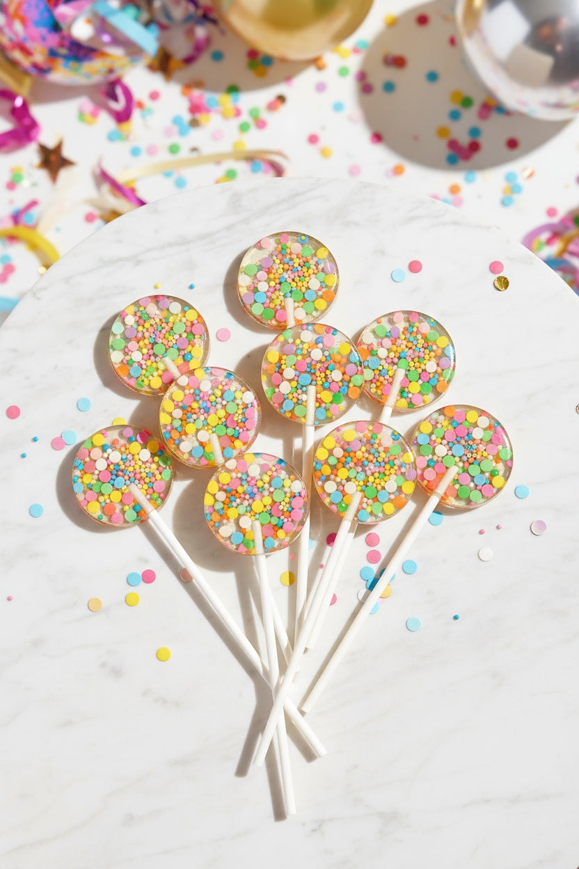 Rainbow Sprinkle Confetti Lollipops– Confetti Lollipop for Party Favors