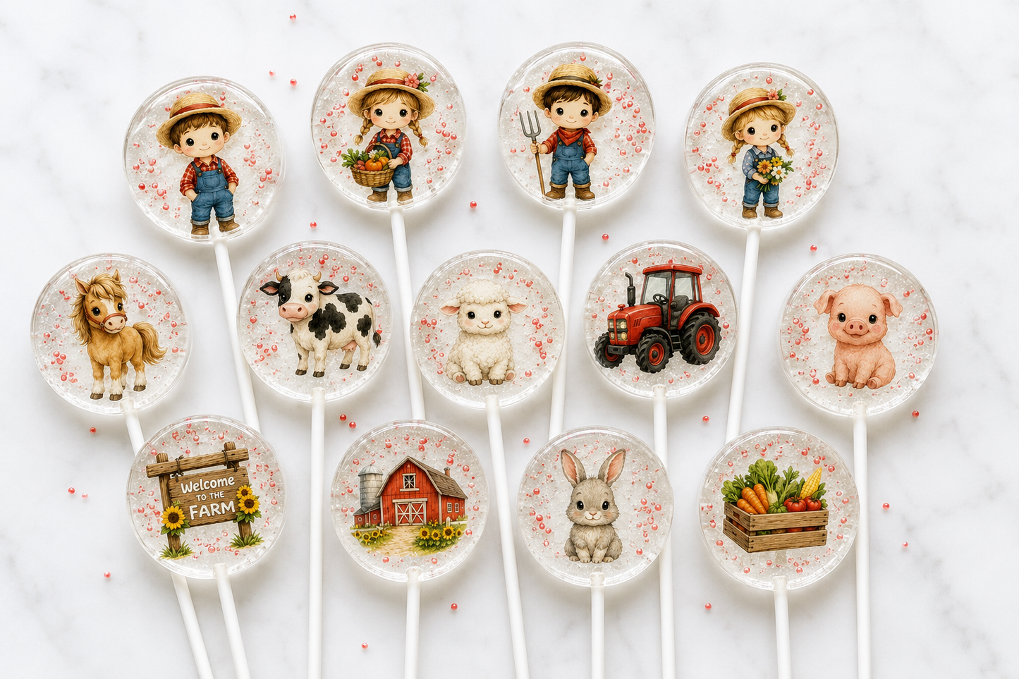 Little Farmer Birthday Lollipops | Farm Animal Party Favors