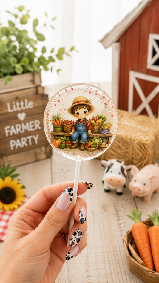 Little Farmer Birthday Lollipops | Farm Animal Party Favors