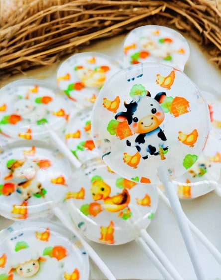 Farm Animals Party Lollipops - Customizable Isomalt Lollipops for Birthdays, Baby Showers, and Kids' Parties - Handmade Party Favors