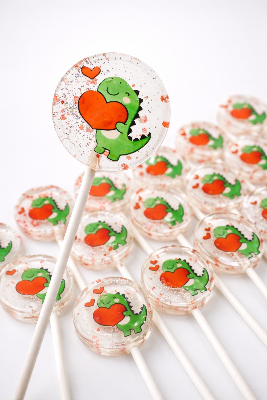 Cute Dino Valentine Lollipops