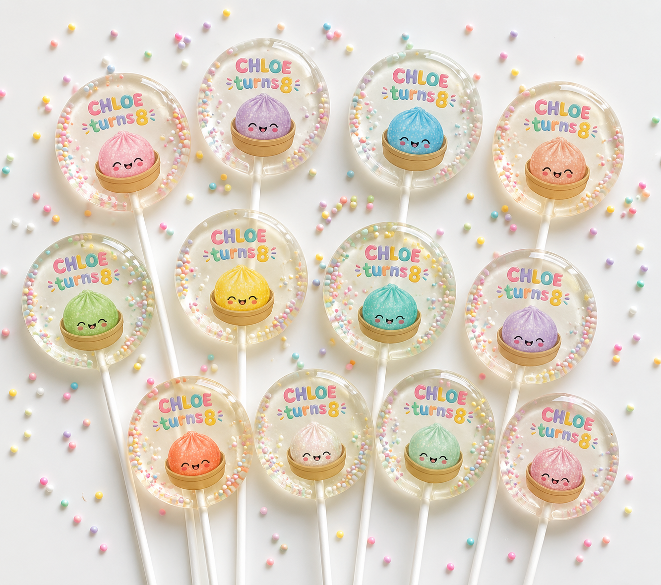 Squishy Dumpling Birthday Lollipops | Personalized Party Favors