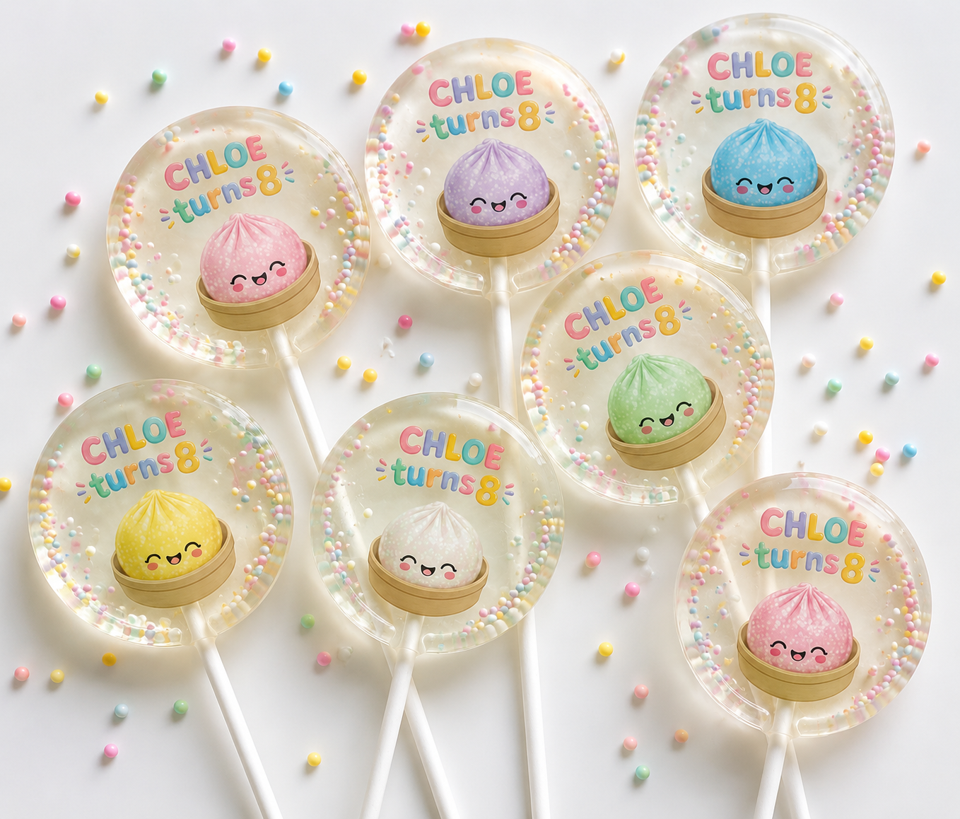 Squishy Dumpling Birthday Lollipops | Personalized Party Favors