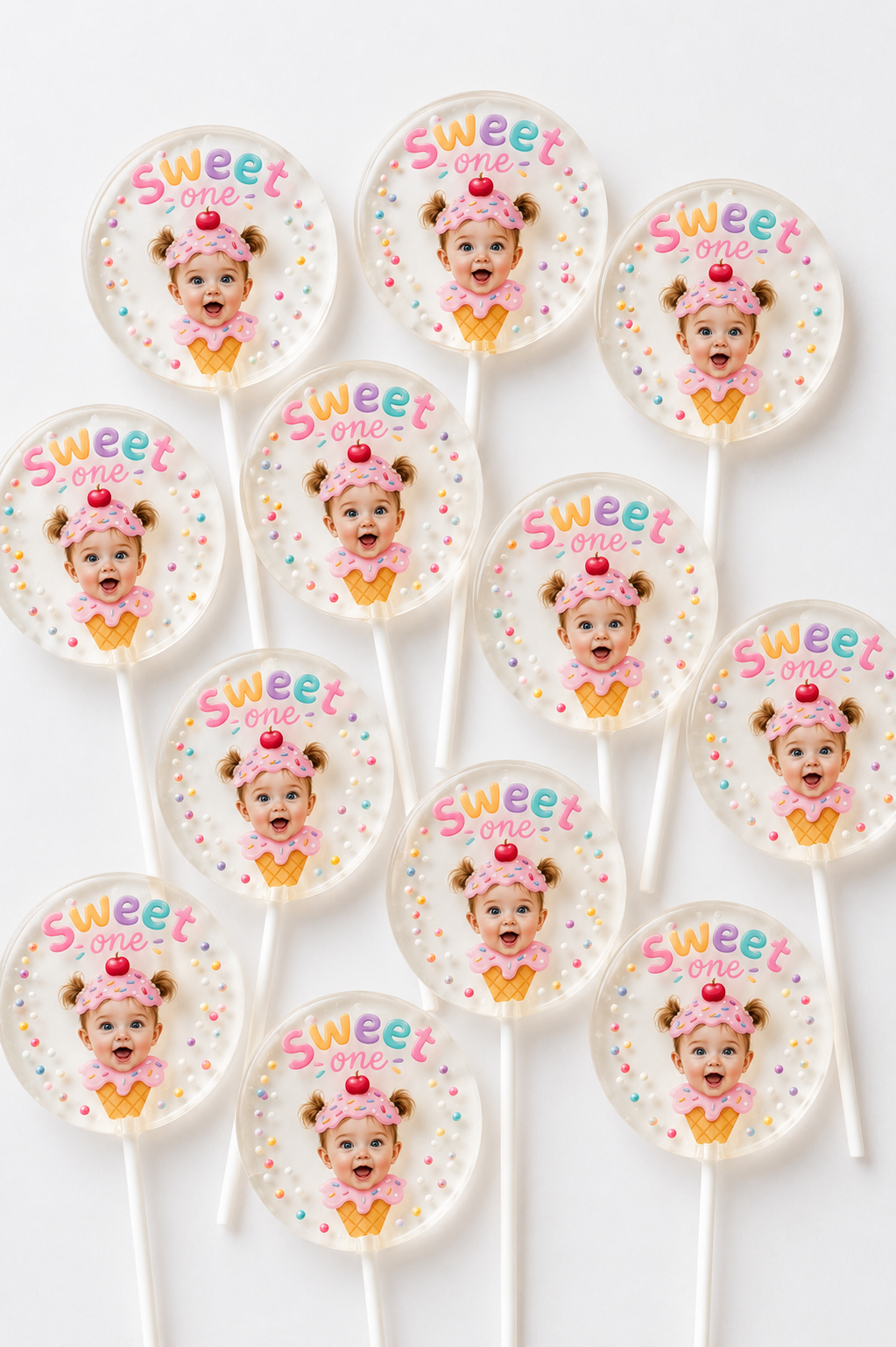 Personalized 1st Birthday Lollipops | Sweet One Photo Party Favors