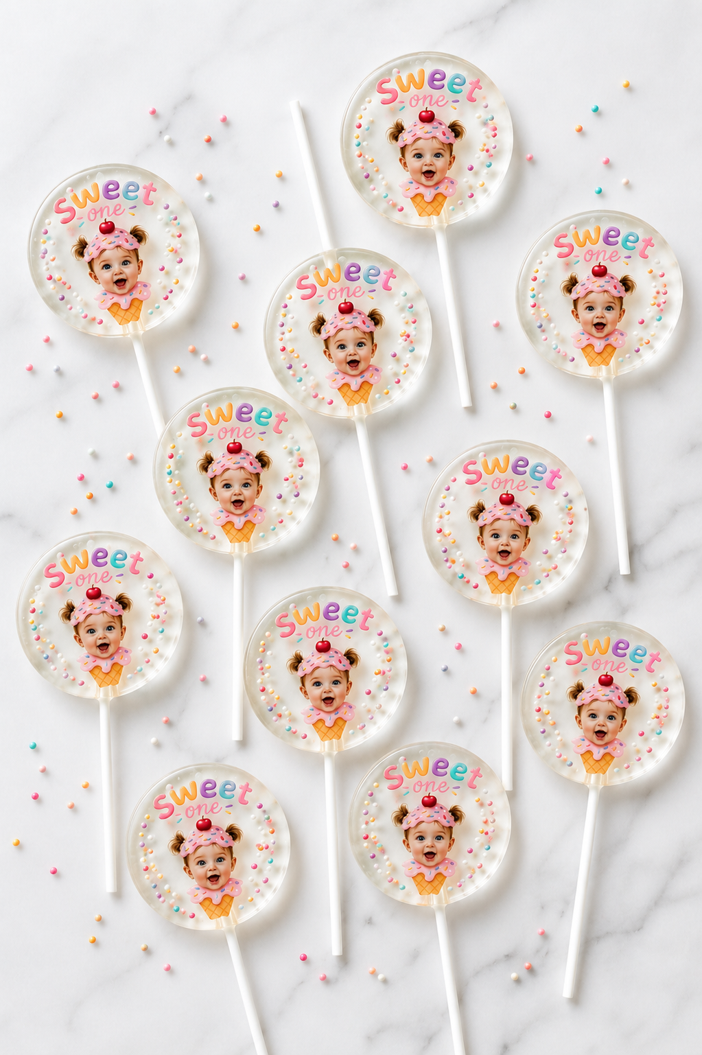 Personalized 1st Birthday Lollipops | Sweet One Photo Party Favors