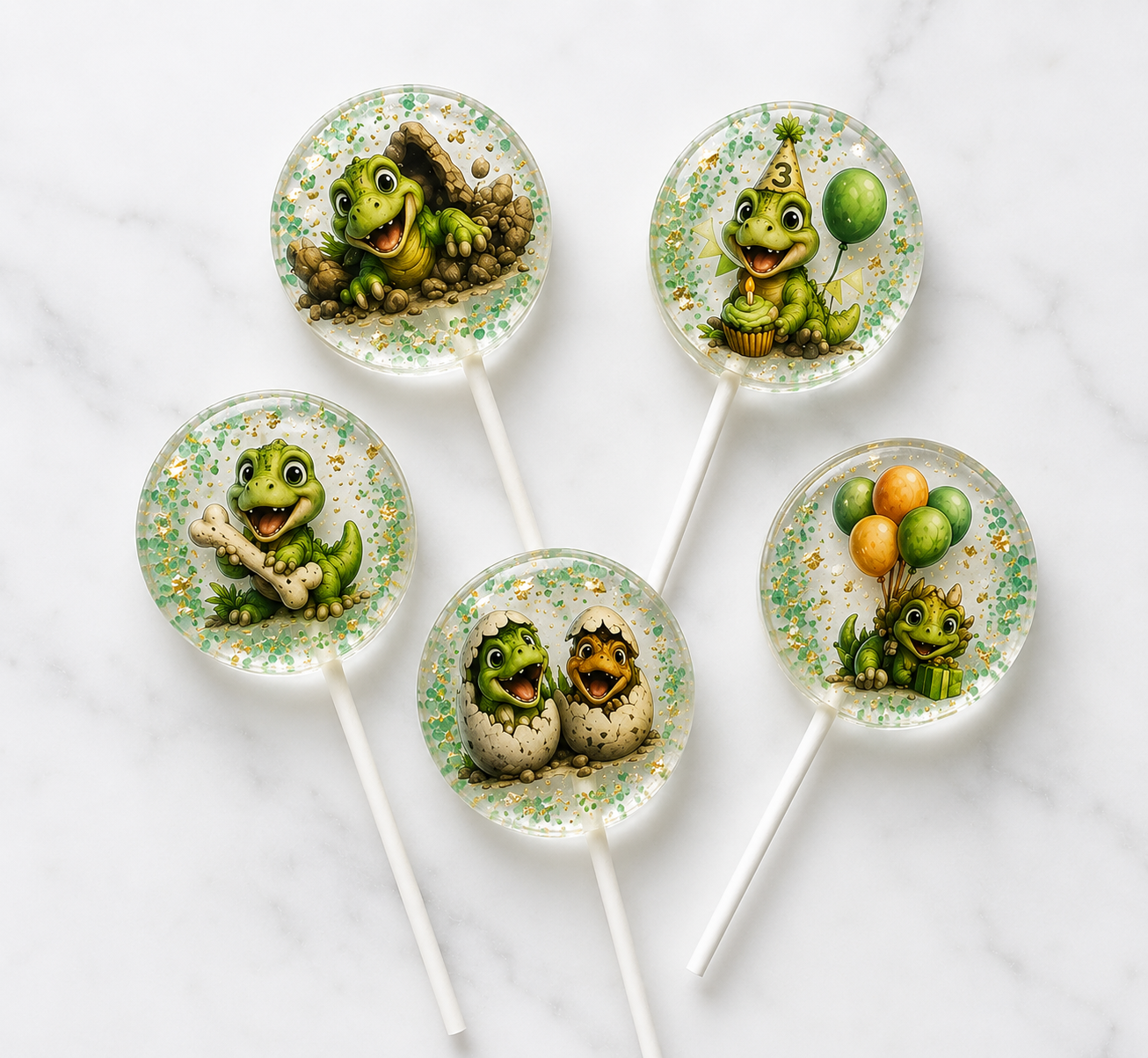Three Rex Birthday Lollipops | Dinosaur 3rd Birthday Party Favors
