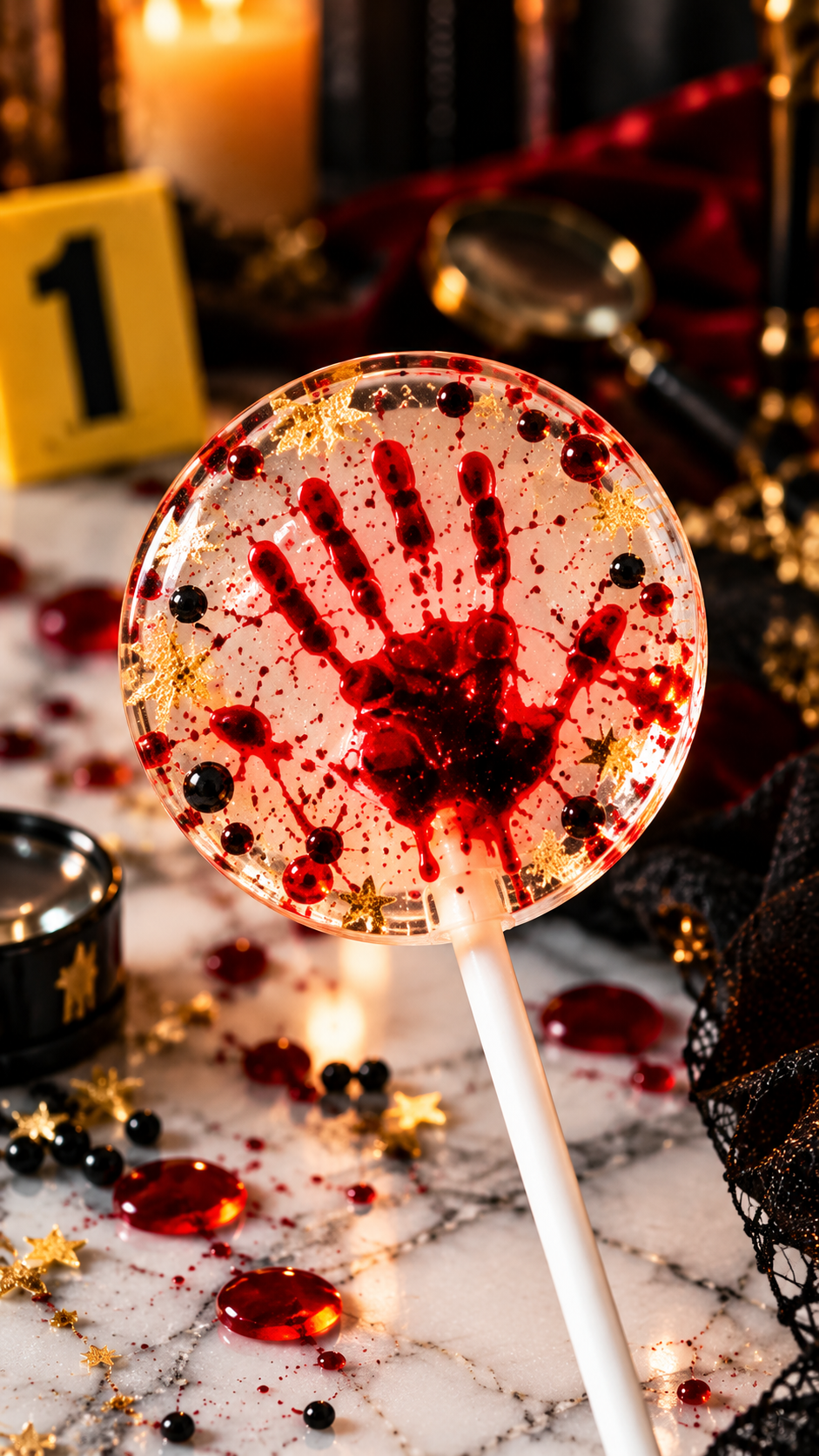 Halloween Lollipops | Crime Scene Halloween Party Favors | Murder Mystery Candy & Spooky Treats