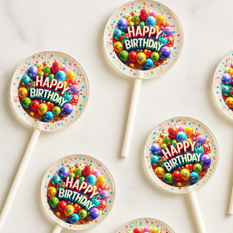 Birthday Party Lollipops – Colorful Confetti Birthday Pops for Retail and Events