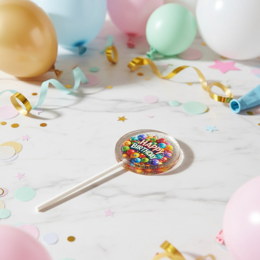 Birthday Party Lollipops – Colorful Confetti Birthday Pops for Retail and Events
